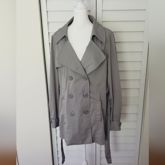 Vertigo Paris Blue/Gray Trench Coat Doble Breasted Button Down Jacket Size XL - Picture 3 of 15